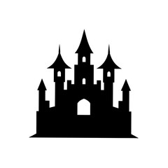 Obraz premium Silhouette illustration of a castle icon on transparent background