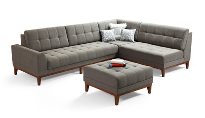 L shape sofa isolated on white background .