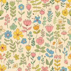 Floral seamless pattern for your design, vector illustration.