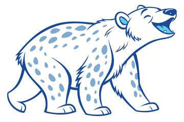 of Happy White Polar Bear with Blue Spots on White Background