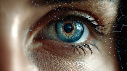 Human eye connecting with digital data technology