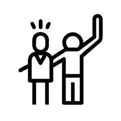 Referee raising winner’s hand.