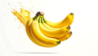 Fresh bananas in a vibrant splash