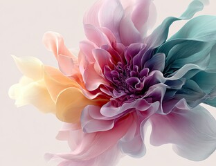 Soft, multi-colored, flowing flower petals on a light background