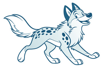 Playful Cartoon Dog with Spots on a White Background