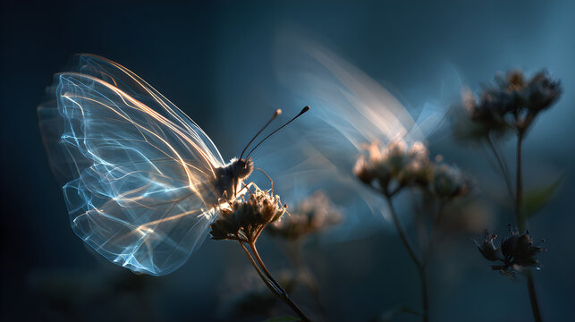 Moonlit spectral shapes, long exposure trails, butterfly lighting, golden ratio layering, ethereal translucence - Powered by Adobe
