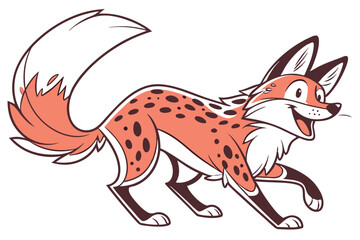 Playful Cartoon Fox with Orange Fur and Spot Design on White