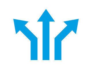 three way road arrows direction icon