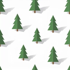 Obraz premium Motif sans couture minimaliste représentant des sapins verts isolés sur fond blanc. Generated image