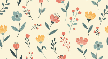 Floral seamless bacground. Floral seamless background with hand drawn flowers
