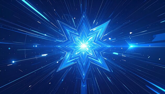 Abstract Blue Starburst Graphic Design.