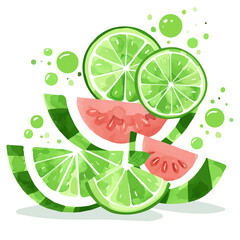 Vector illustration set, eps format, My Watercolor illustration, sliced snake gourd painting isolated on a white background, EPS painting design