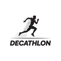 Black and White Engraving Style Vector of Male Runner in Motion