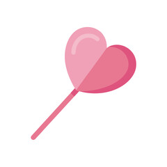 Pink Heart Shaped Lollipop Cartoon Vector