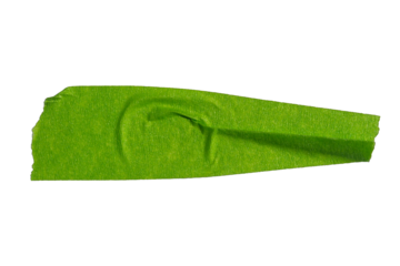 Green adhesive torn paper tape isolated on transparent background