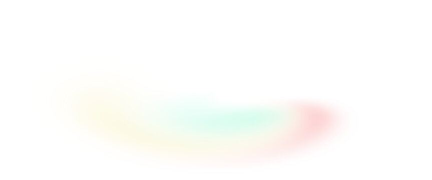 Soft pastel pink to mint abstract gradient shape with glowing blur and transparent backgroun