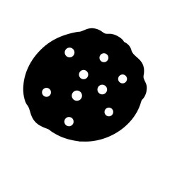 A delicious chocolate chip cookie silhouette with many white chips scattered within