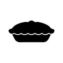 Black silhouette of a delicious pie with crimped crust and topping