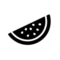 Black and White Slice of Watermelon Vector Graphic with Seeds