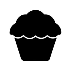 Simple Black and White Cupcake Icon with Fluffy Frosting and Base