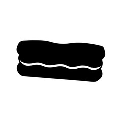 Delicious monochrome chocolate brownie silhouette on white background, yummy dessert