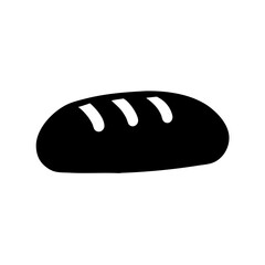 Simple Black and White Bread Loaf Illustration, Minimalist Culinary Icon Design