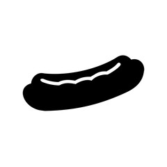 Black and white vector of a hot dog with wavy mustard