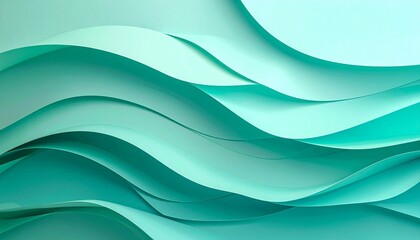 Abstract teal ribbon composition with layered wave shapes, smooth gradients, and flowing depth evoking calm and modern elegance.