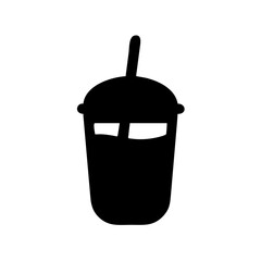 Simple Silhouette of a Drink in a Container with a Straw