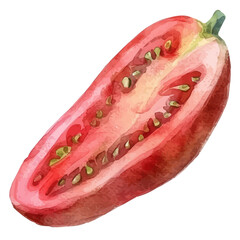 Vector illustration set, eps format, My Watercolor illustration, sliced tomato painting isolated on a white background, EPS painting design