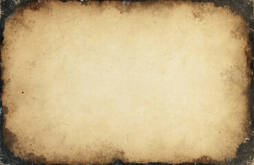 Old paper surface vintage grunge texture. Aged blank background shows faded brown tones in center. Dark burnt edges create rustic antique border. Rough, damaged, distressed detail provides great