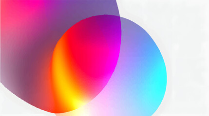 A colorful abstract shape with smooth gradients and a soft glow, set against a blurred background