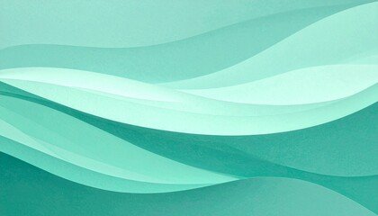 Abstract teal and green digital composition with flowing layered wave shapes, diagonal motion, and luminous gradient depth.