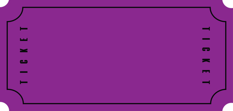 Blank Purple Ticket with Ticket Text | Event Pass Template, Raffle Ticket for Concerts, Theater, and Special Events