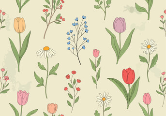 Fototapeta premium Vintage Flowers decoration. Decoration of flowers natural background illustration