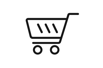 Shopping cart icon vector. Flat line style for online store, e-commerce website design, mobile app UI. Buy button, add to cart, checkout symbol. Simple minimalist graphic.
