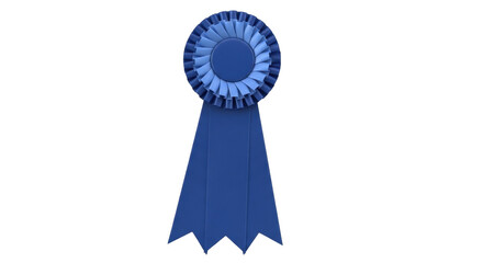 Isolated blue award ribbon, rosette shape, first prize, winner symbol, best achievement item