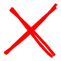 Red scribble doodle cross x shape cut out design element