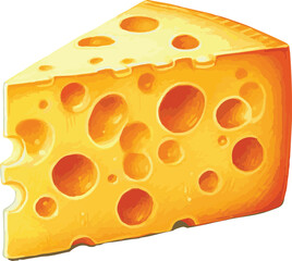 Vector watercolor painted illustration of cheese