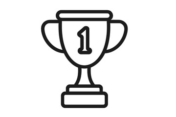 First place winner trophy cup icon. Vector line art illustration for success, victory, and achievement. Flat design element for web, app, logo. Champion award symbol isolated.