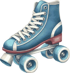 Vector watercolor illustration of a roller skate