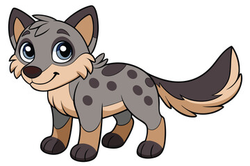 Smiling Cartoon Spotted Hyena with Blue Eyes on White Background