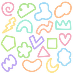 라인 드로잉 기하학 모양 도형 파스텔