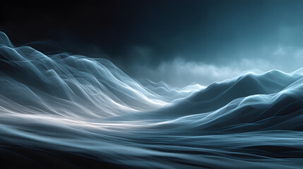 Transparent spectral mist sweeping across frame, long exposure effect for flow, cinematic volumetric lighting, analogous cool palette blue-gray-white, serene ghost wallpaper