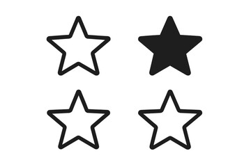 Obraz premium Star icon set for rating and review systems. Vector symbols for favorite, quality, and achievement. Modern flat and outline style for web design, app, and UI elements.