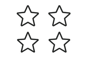 Obraz premium Star outline icon set. Four stars for rating, review or favorite symbol. Simple vector illustration for quality, success, achievement. Black and white web design element.
