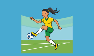 Female Soccer Player Dribbling Ball