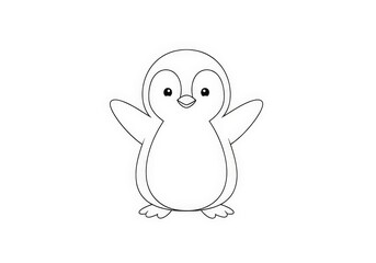 Cute Cartoon Penguin Character with Outstretched Wings for Coloring Fun and Creative Activities