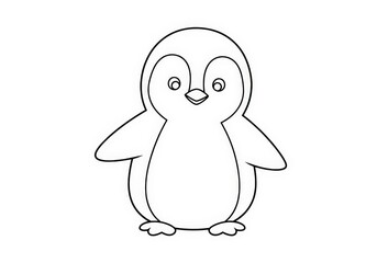 Obraz premium Cute Cartoon Penguin Outline for Coloring Pages and Creative Art Projects