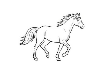 Elegant Line Art of a Trotting Horse in Dynamic Pose for Illustrative Purposes